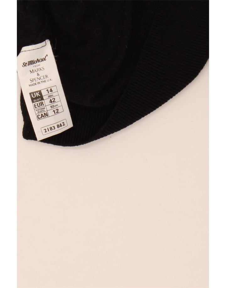 Marks & Spencer maglione corto da donna con collo alto UK 14 grande lana nera