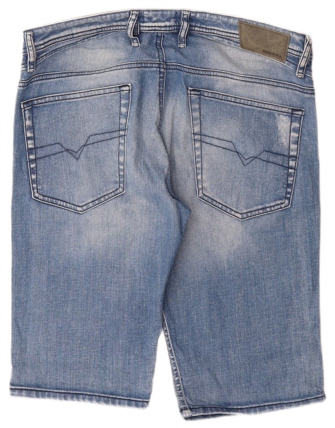 Pantaloncini di jeans invecchiati da uomo Diesel W31 cotone blu medio