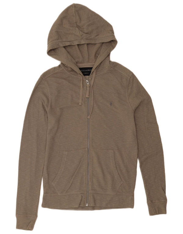 All Saints Mens Loose Fit Zip Hoodie Sweater XS Grey Cotton
