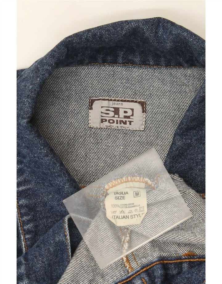Giacca in denim vintage da donna corta UK 14 cotone blu medio