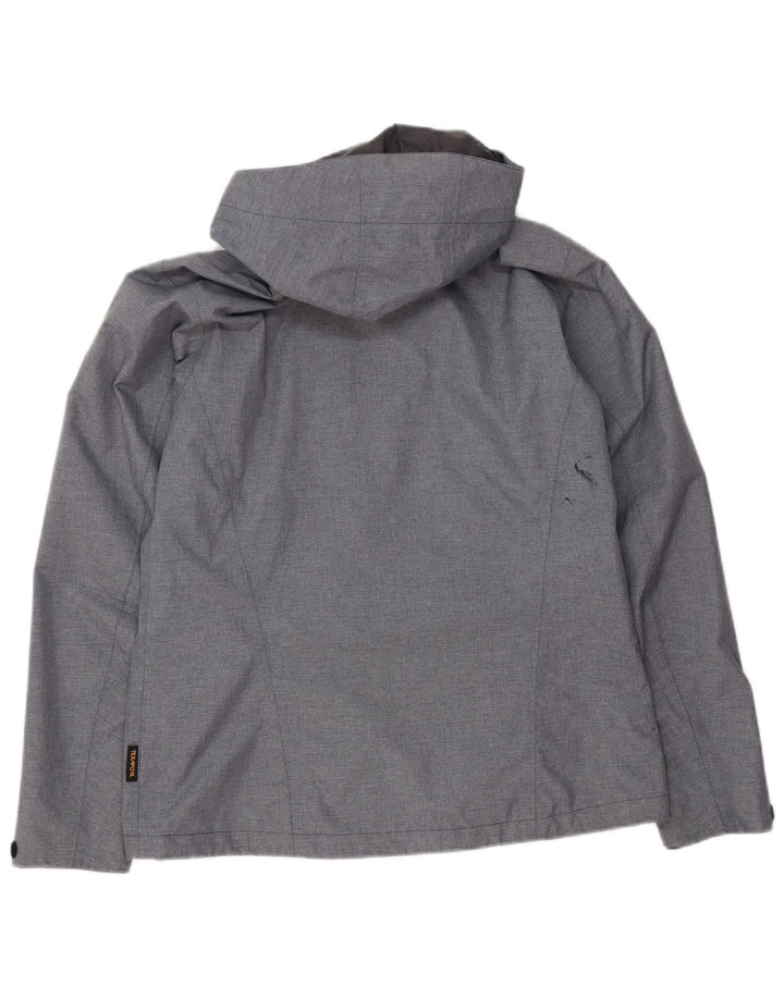 JACK WOLFSKIN Giacca impermeabile con cappuccio da donna UK 12 Poliestere grigio medio