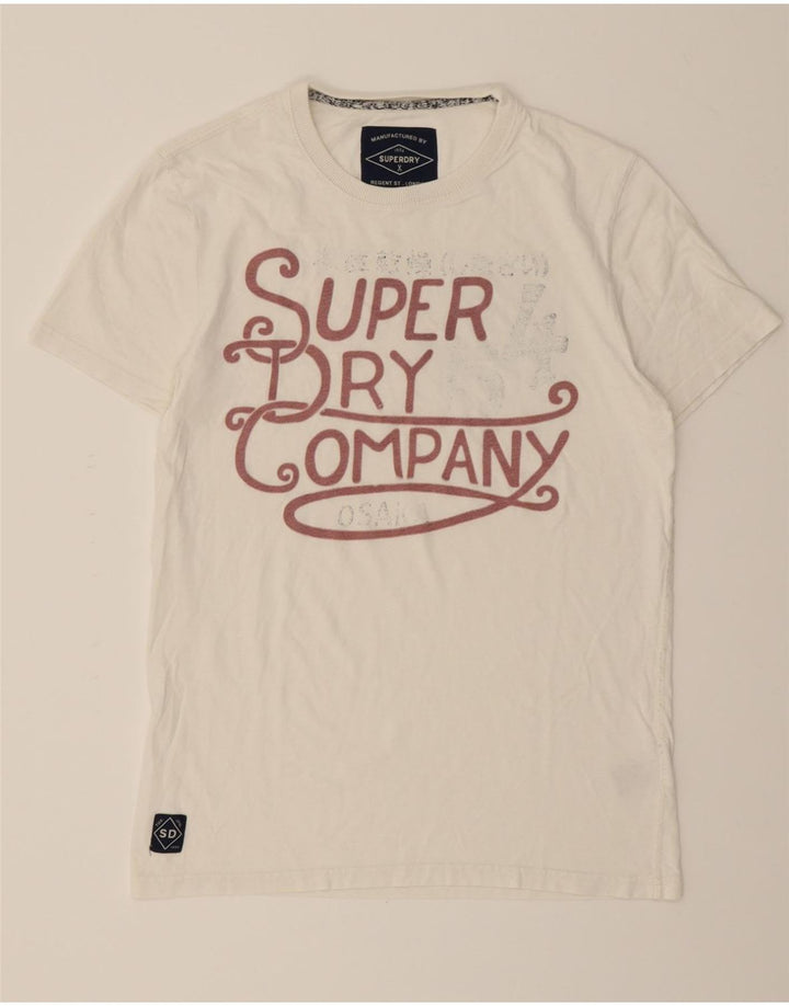 SUPERDRY Mens Graphic T-Shirt Top Medium White Cotton Vintage Superdry and Second-Hand Superdry from Messina Hembry 
