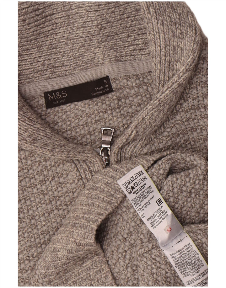 Maglione maglione collo alto da uomo Marks & Spencer piccolo acrilico grigio