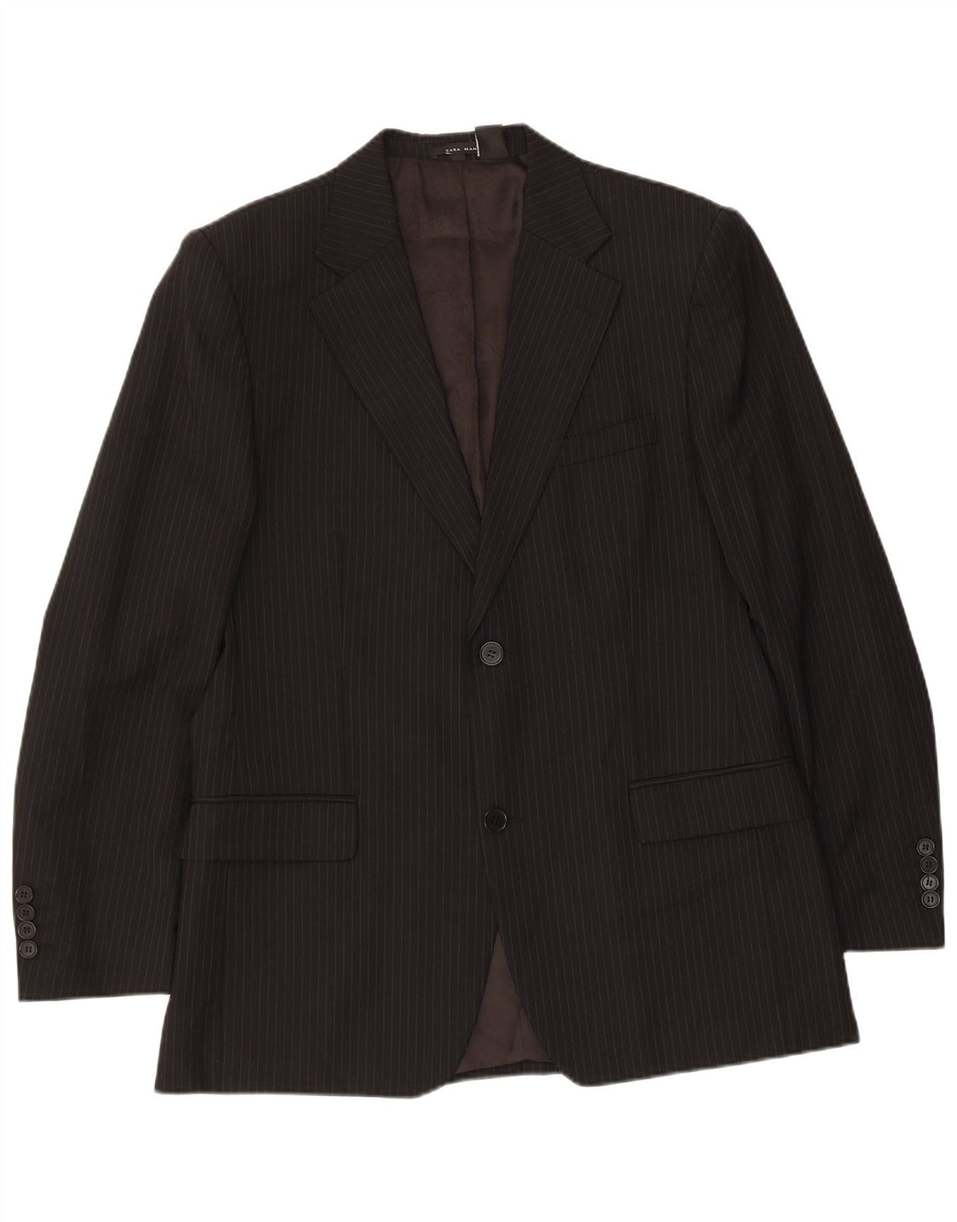 ZARA Giacca Blazer a 2 Bottoni da Uomo EU 50 Lana Gessata Media Nera