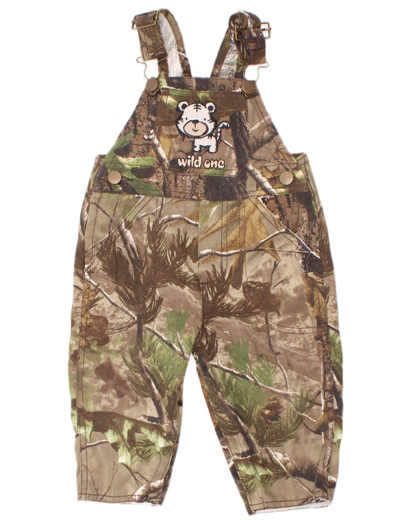 Pantaloni salopette vintage da bambino 9-12 mesi W22 L8 marrone