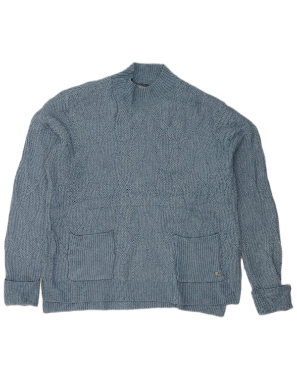 Maglione maglione oversize con collo alto da donna Fat Face UK 10 piccolo blu
