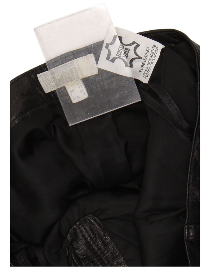 Pantaloni dritti in pelle da donna ESPRIT UK 12 Medium W26 L31 Pelle nera