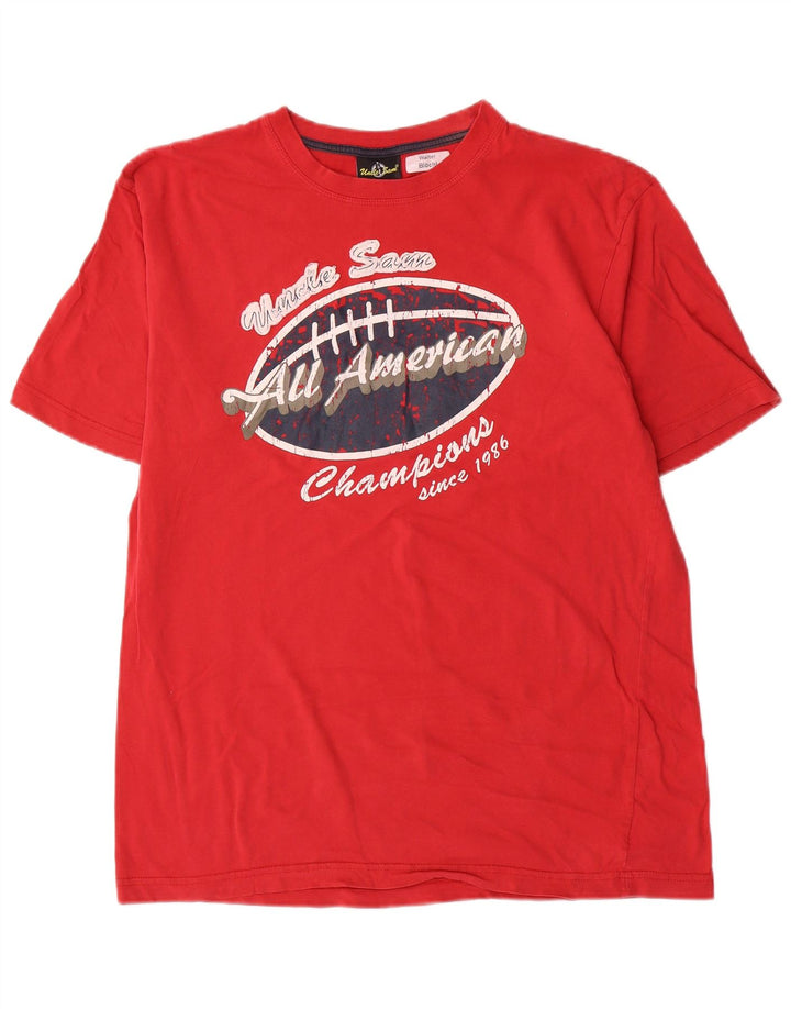 T-shirt grafica da uomo Zio Sam Top in cotone rosso medio