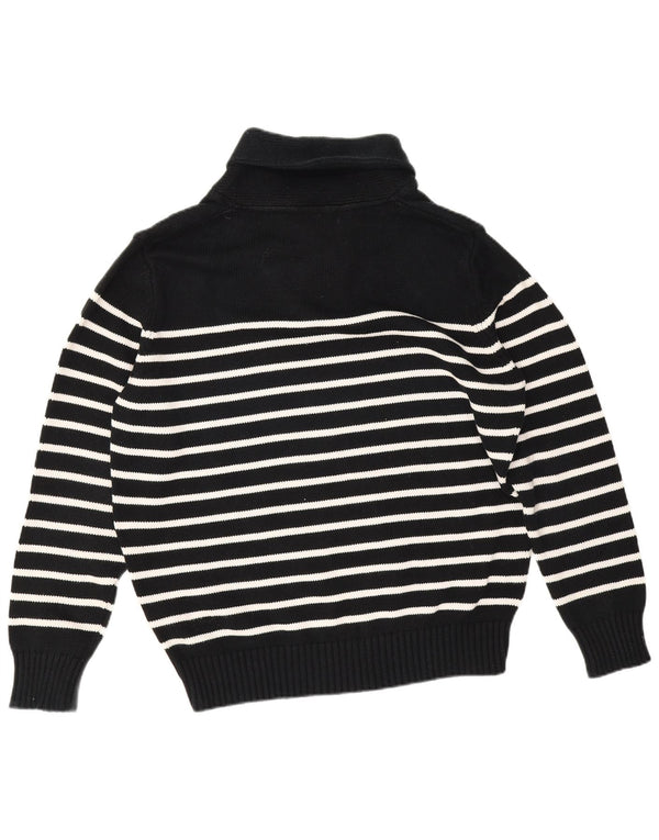Maglione Zara da uomo con collo a scialle XL in cotone a righe nere