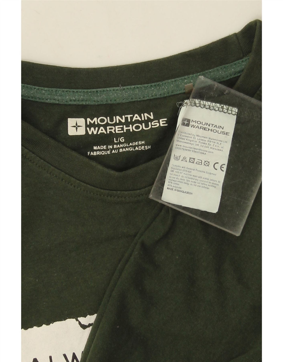 MOUNTAIN WAREHOUSE T-shirt grafica da uomo Top grande in cotone verde