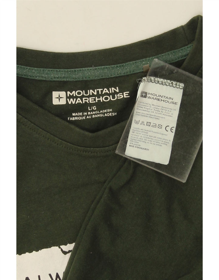 MOUNTAIN WAREHOUSE T-shirt grafica da uomo Top grande in cotone verde