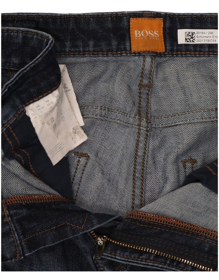 Jeans dritti da uomo Hugo Boss W33 L32 cotone blu navy