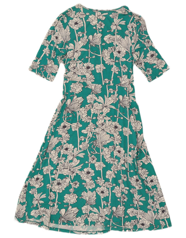 Abito a trapezio da donna Marks & Spencer UK 12 Viscosa floreale verde medio