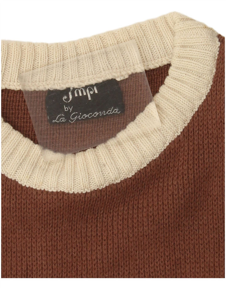 Maglione maglione vintage da donna con scollo a barca UK 12 medio multicolore