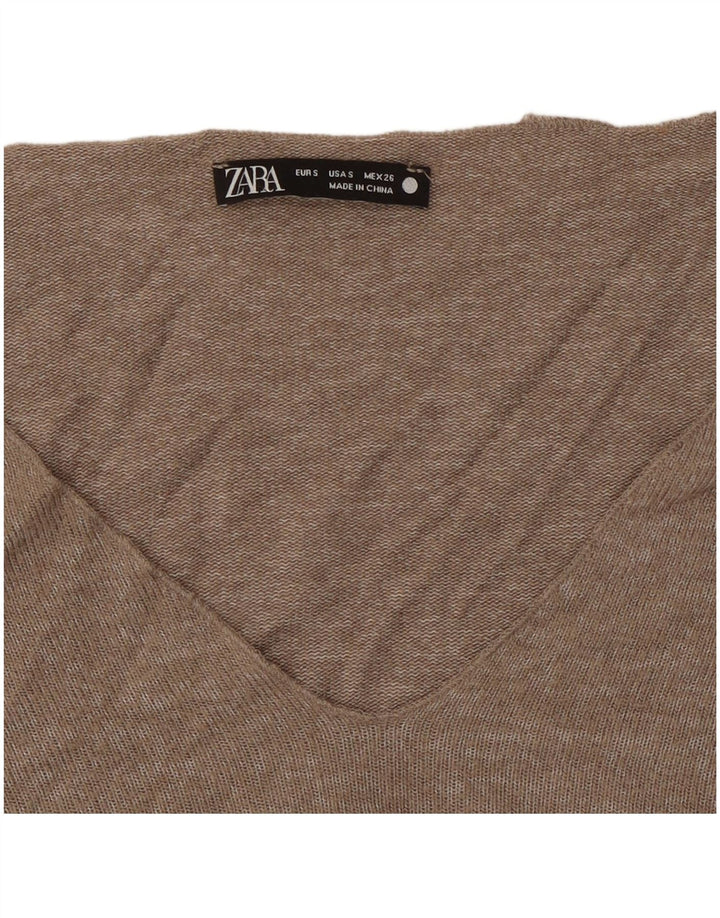 Maglione ZARA da donna con scollo a V UK 10 piccolo grigio
