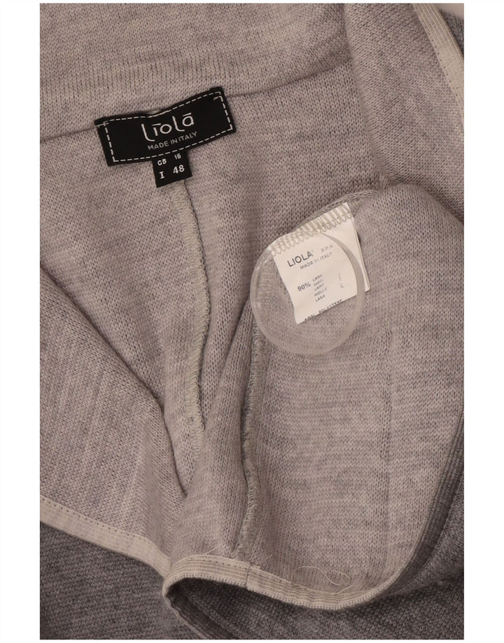 Giacca blazer a 3 bottoni da donna Liola UK 16 grande lana grigia