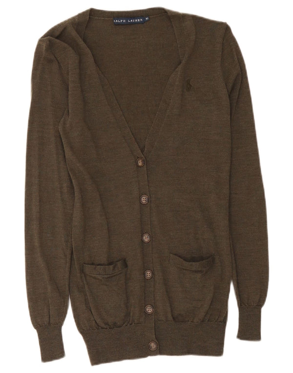 Maglione cardigan da donna Ralph Lauren UK 4 XS lana merino verde