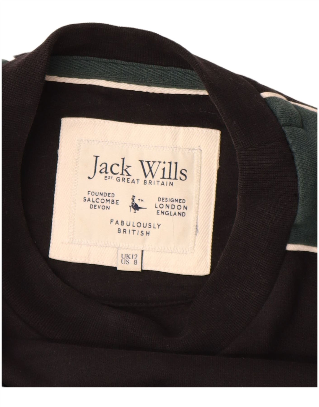 JACK WILLS Abito maglione grafico oversize da donna UK 12 Medio Nero