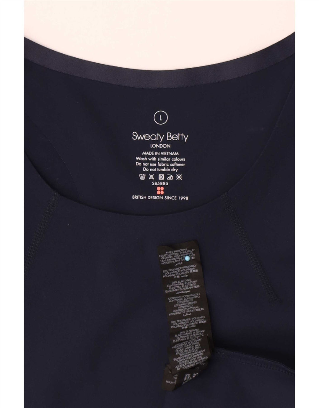 Canotta da donna Sweaty Betty UK 14 Large Blu Navy in poliammide