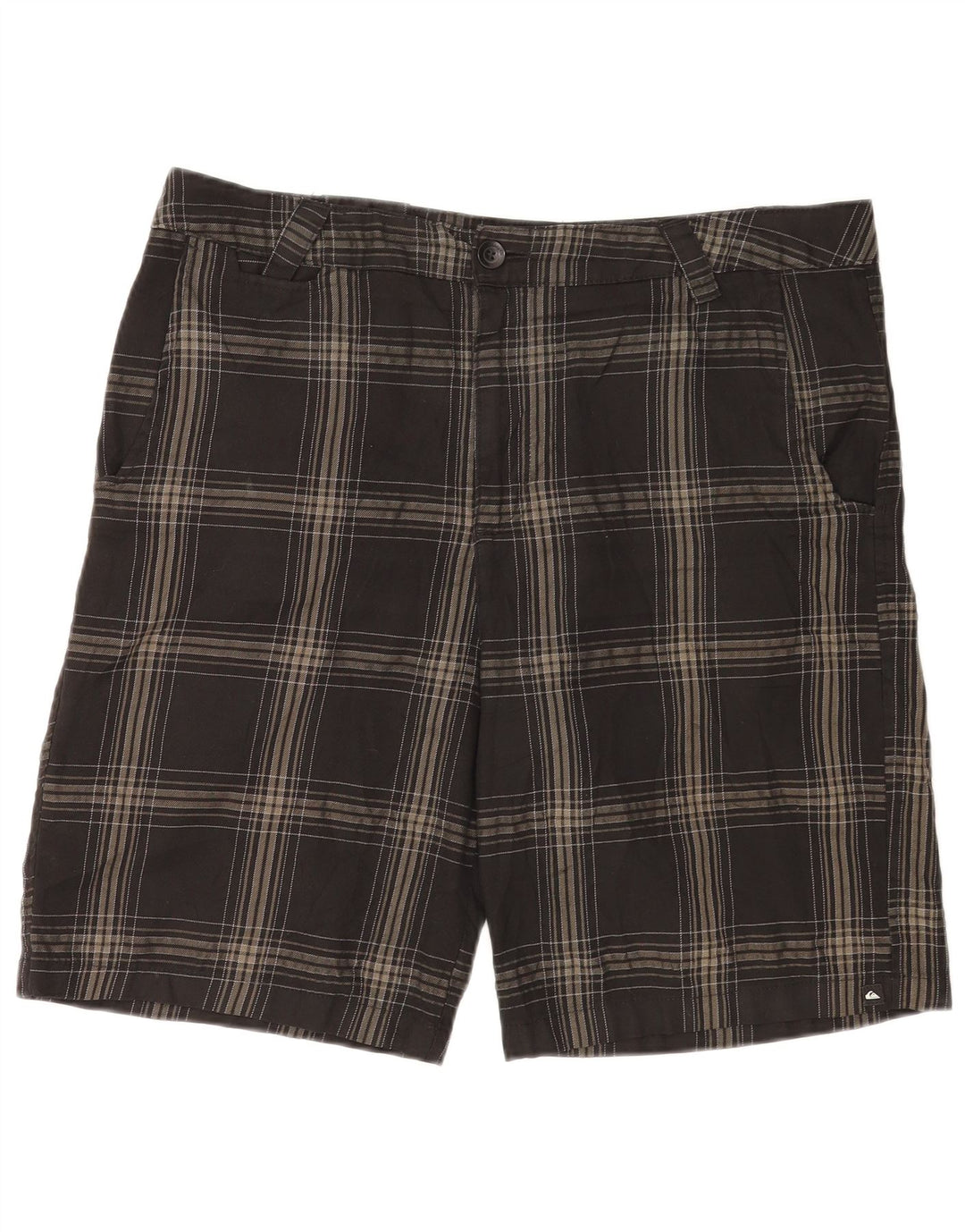 Pantaloncini chino da uomo Quiksilver W36 in poliestere a quadri grigi grandi