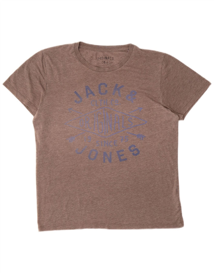 Jack & Jones T-shirt grafica da uomo Top grande in poliestere chiazzato grigio
