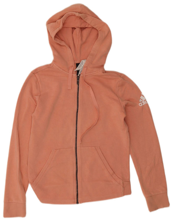 Maglione con cappuccio e zip grafica da donna Adidas UK 8/10 Piccolo cotone rosa