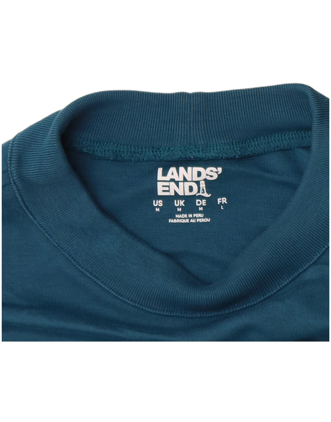 Top da uomo a maniche lunghe Lands End in cotone blu medio