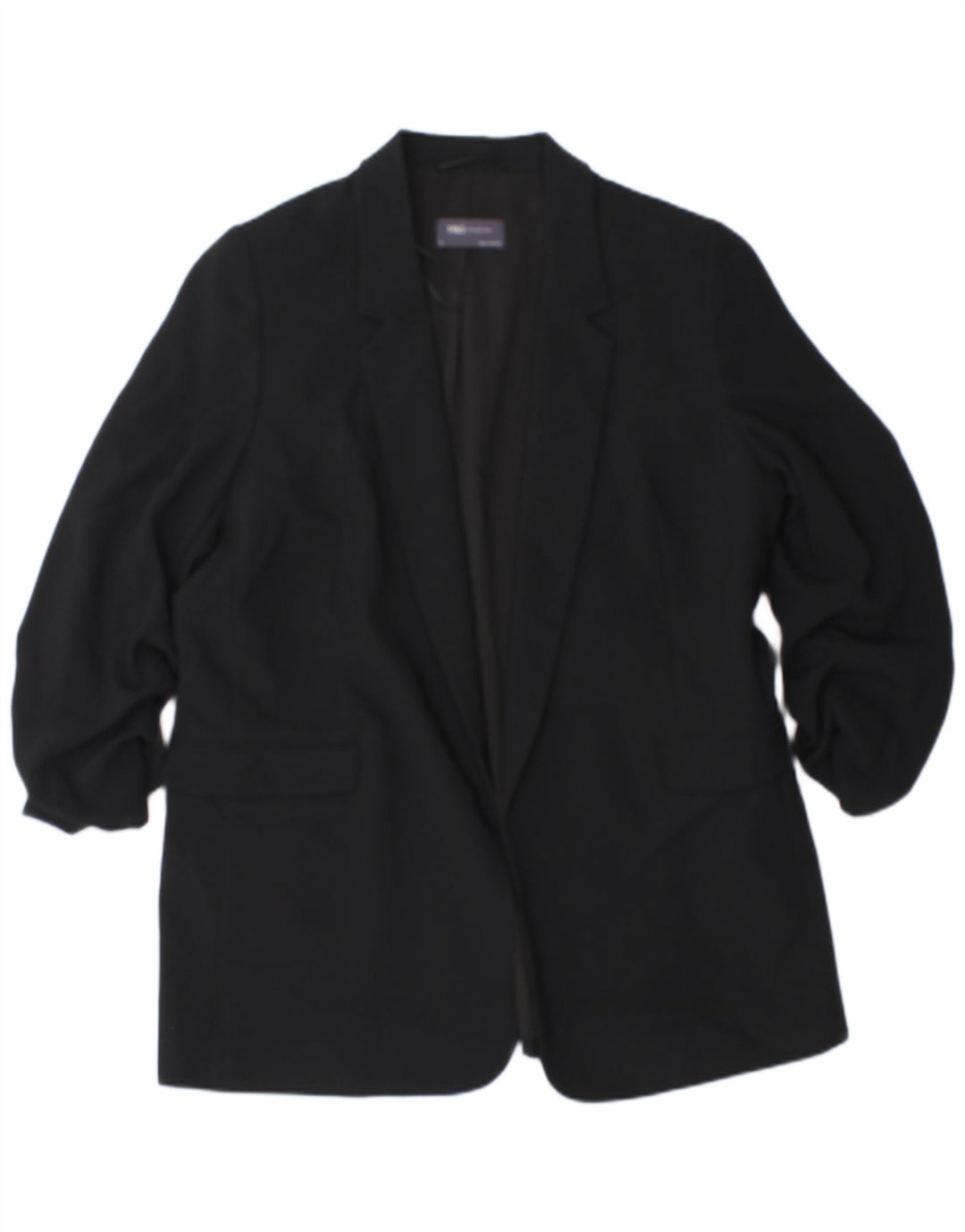 Giacca blazer aperta da donna Marks & Spencer con maniche a 3/4 UK 18 XL Nera