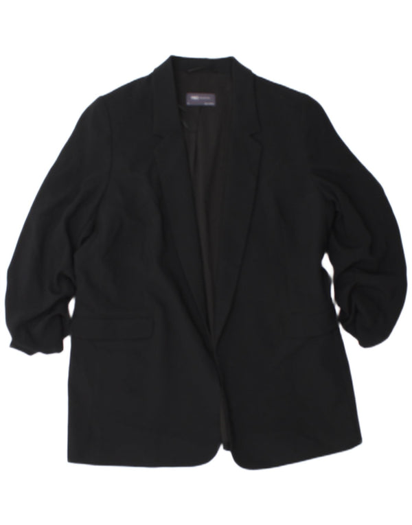 Giacca blazer aperta da donna Marks & Spencer con maniche a 3/4 UK 18 XL Nera