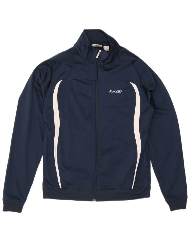 Giacca da ginnastica da uomo Reebok, in poliestere color block medio blu navy