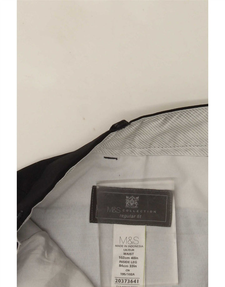 Pantaloni da abito dritti Regular Fit Marks & Spencer da uomo W40 L33 Blu Navy
