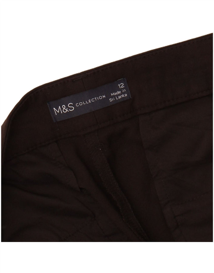 MARKS & SPENCER Pantaloni chino slim da donna UK 12 Medi W32 L27 Marrone