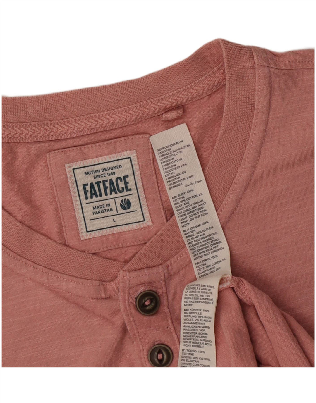 T-shirt da uomo Fat Face Top grande in cotone rosa