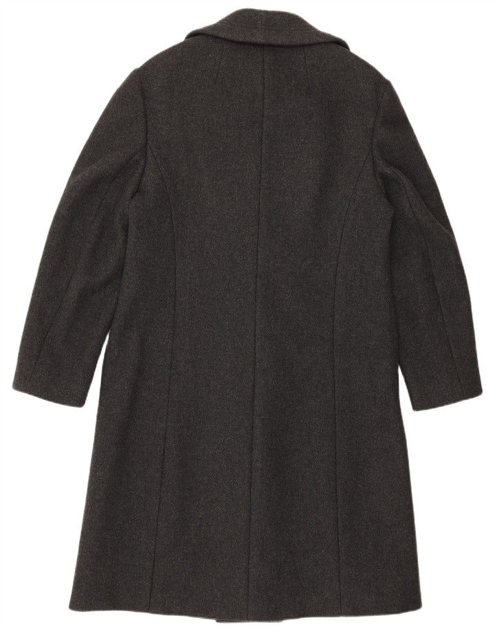 Cappotto doppiopetto vintage da donna IT 46 Large in lana d'agnello grigia