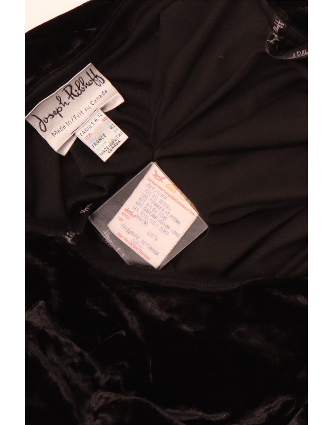 JOSEPH RIBKOFF Gonna a tromba in velluto da donna UK 14 Large W30 Poliestere nero