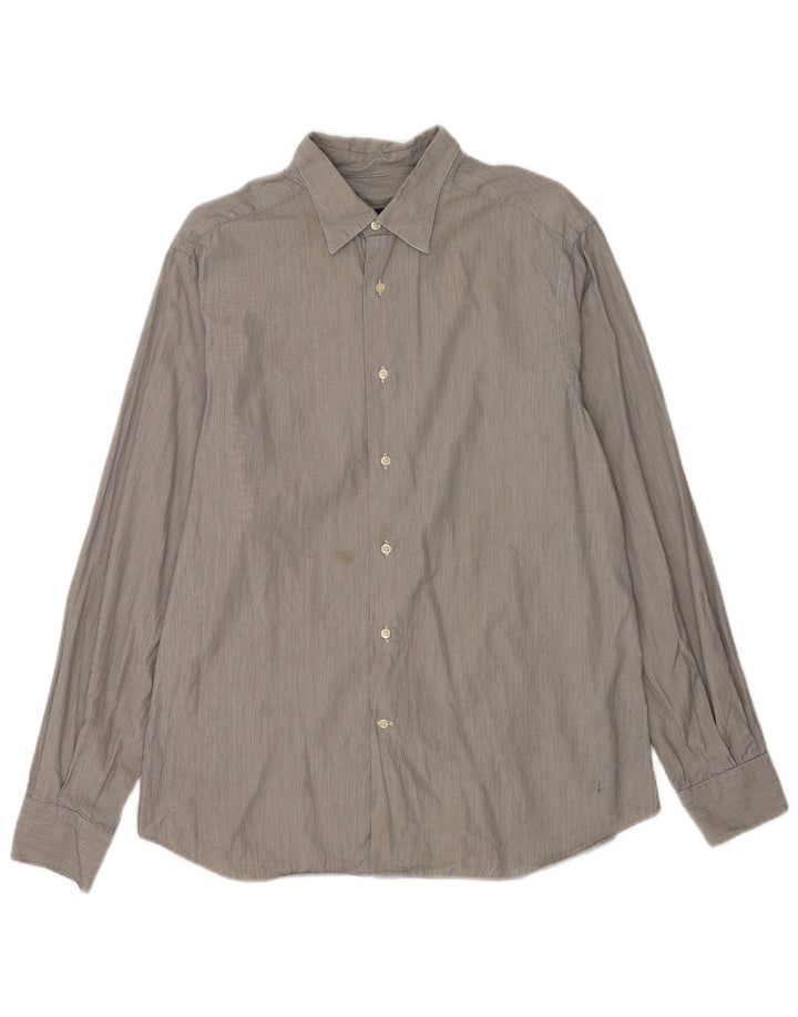 Camicia da uomo slim fit Massimo Dutti XL in cotone a righe grigie
