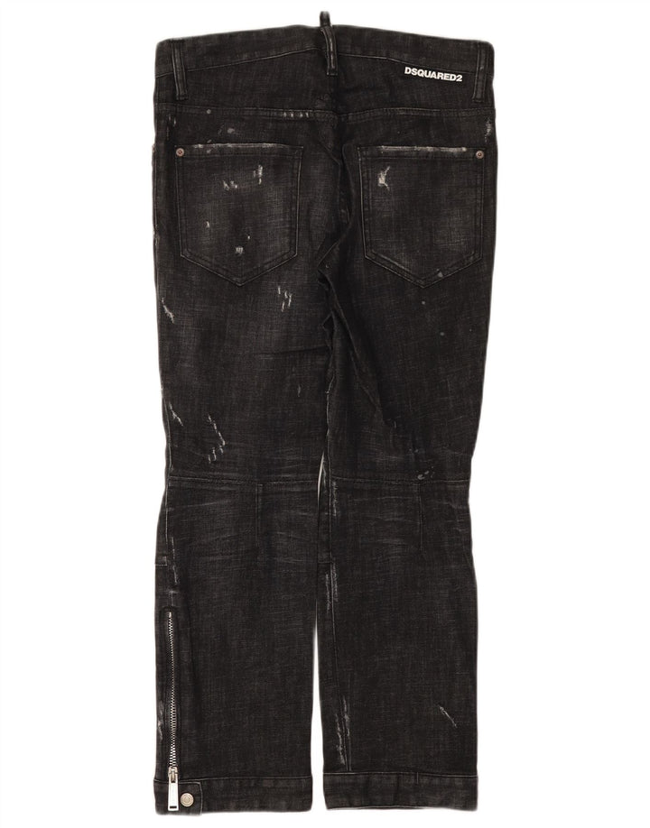Jeans dritti da donna Dsquared2 IT 44 medio W30 L26 cotone nero