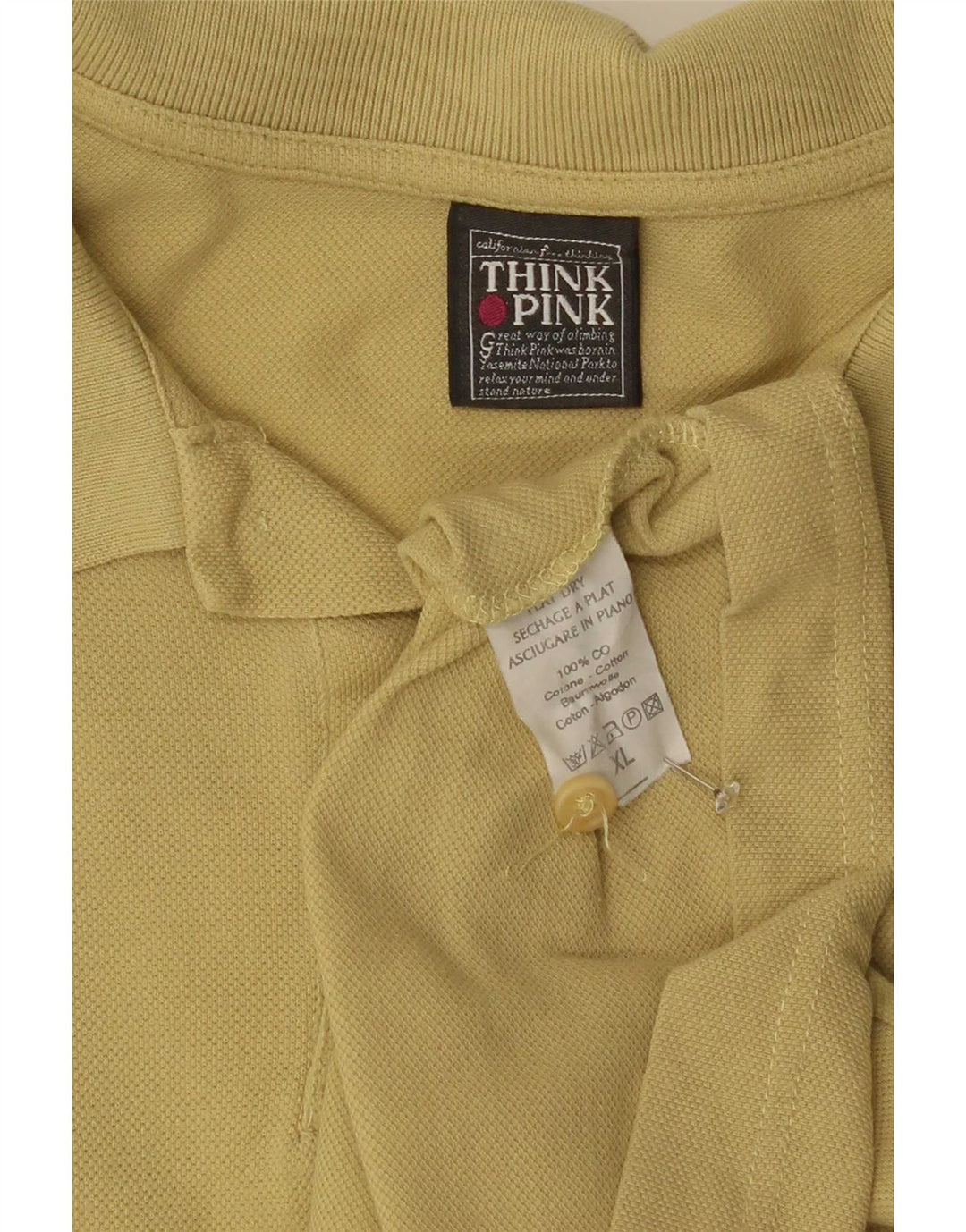 Polo da uomo Think Pink XL in cotone giallo