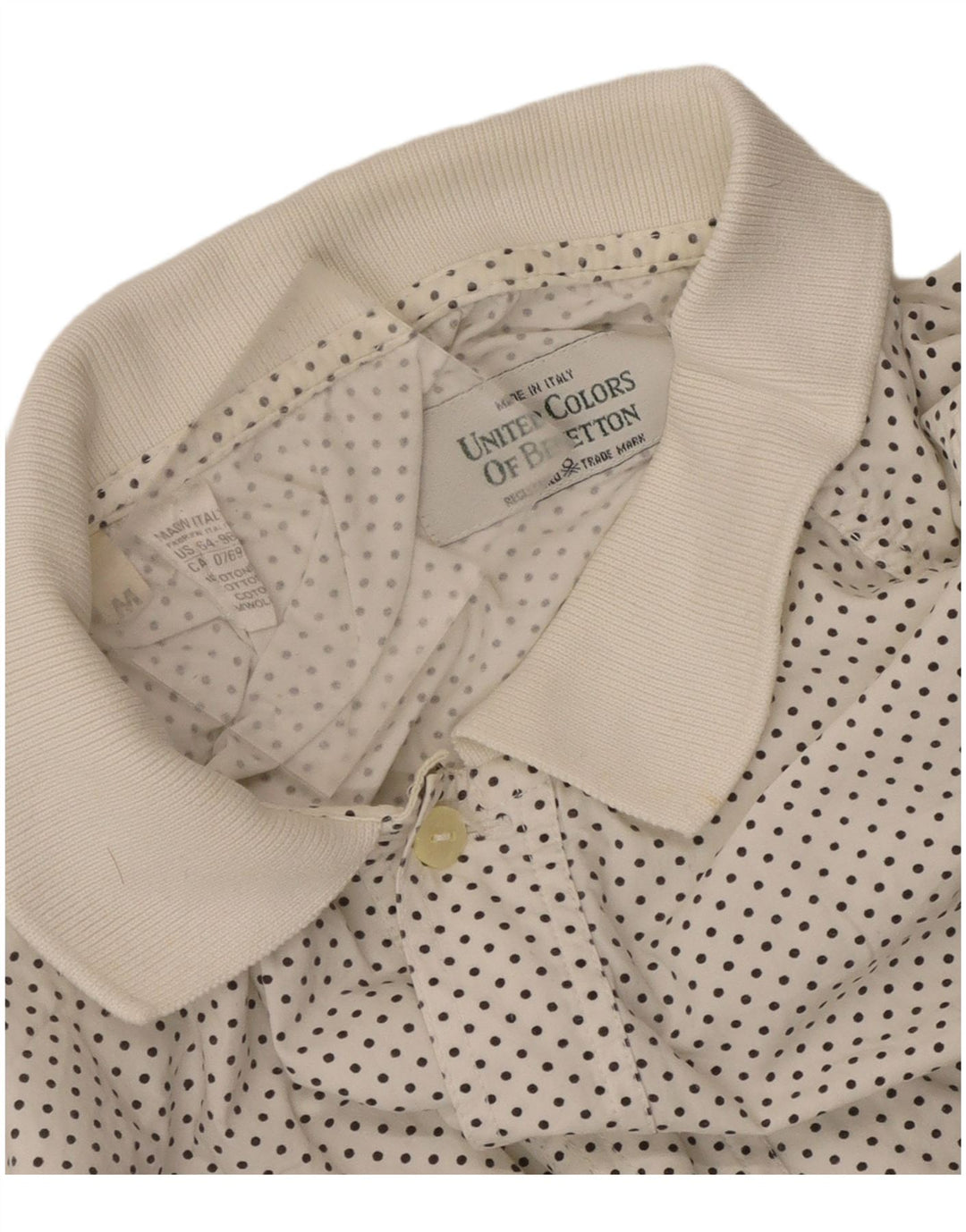 Camicia pullover a maniche corte da uomo Benetton in cotone maculato bianco medio