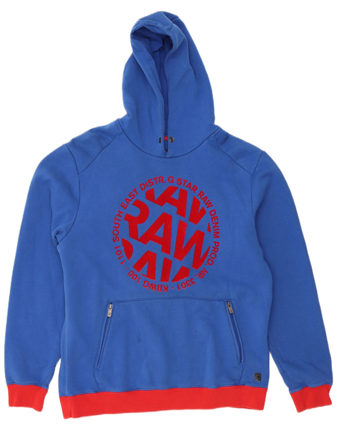 Felpa con cappuccio grafica da uomo G-STAR 2XL in cotone color block blu