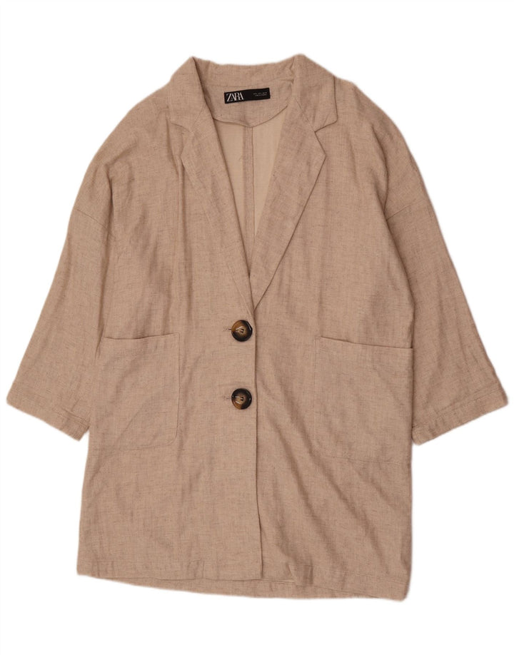 Soprabito oversize da donna Zara UK 16 Large Beige Viscosa