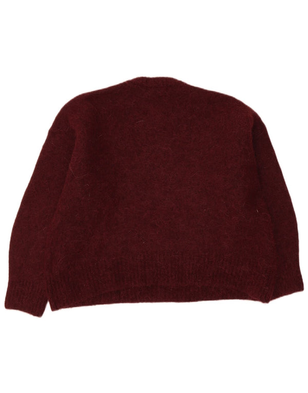 Marks & Spencer Womens Crew Neck Jumper Sweater UK 16 Large Burgundy Wool
