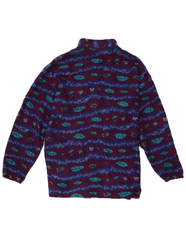 Giacca in pile da donna con motivo astratto L.L.Bean UK 18 XL Borgogna floreale