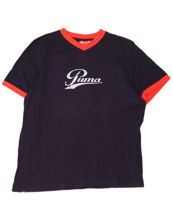 T-shirt grafica da uomo PUMA Top 2XL cotone blu navy