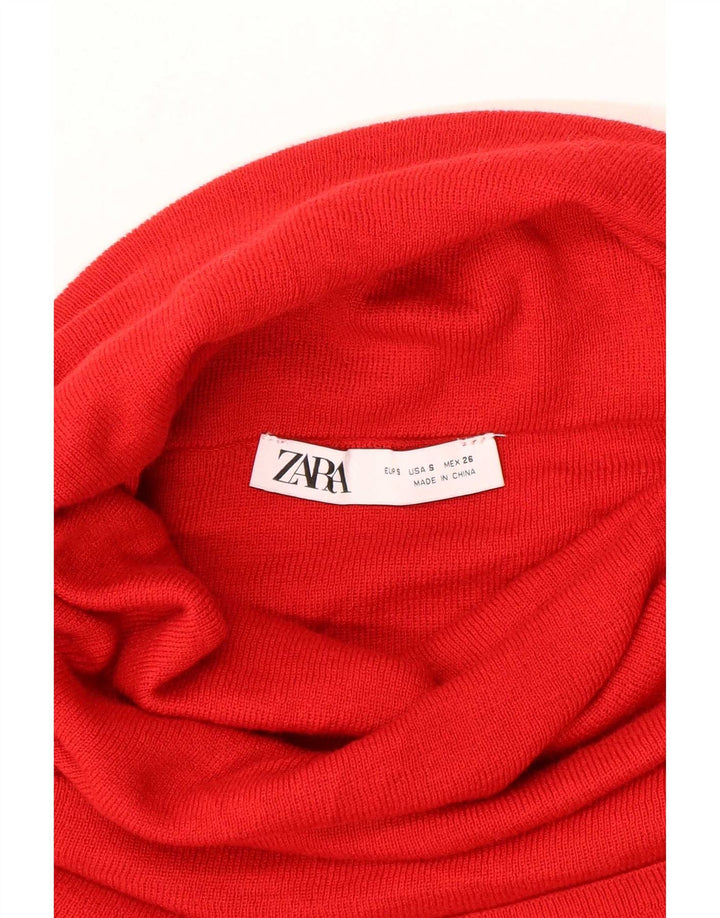 Maglione maglione collo alto da donna Zara UK 8 piccolo rosso