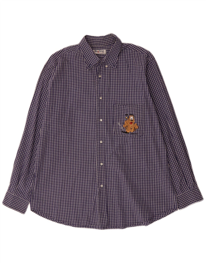 Camicia da uomo VINTAGE 2XL a quadretti blu navy