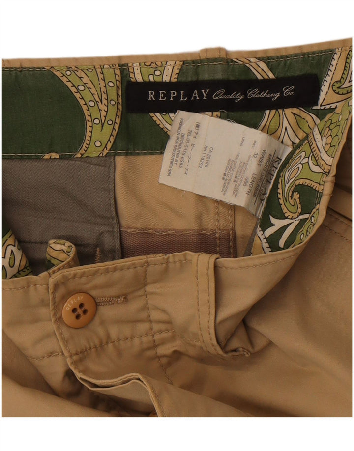 Pantaloncini cargo da uomo Replay W32 cotone beige medio