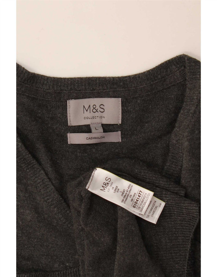 Maglione da uomo con scollo a V Marks & Spencer grande acrilico grigio