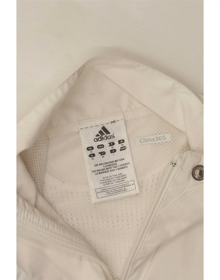 Giacca da tuta da donna Adidas UK 12 poliestere bianco medio