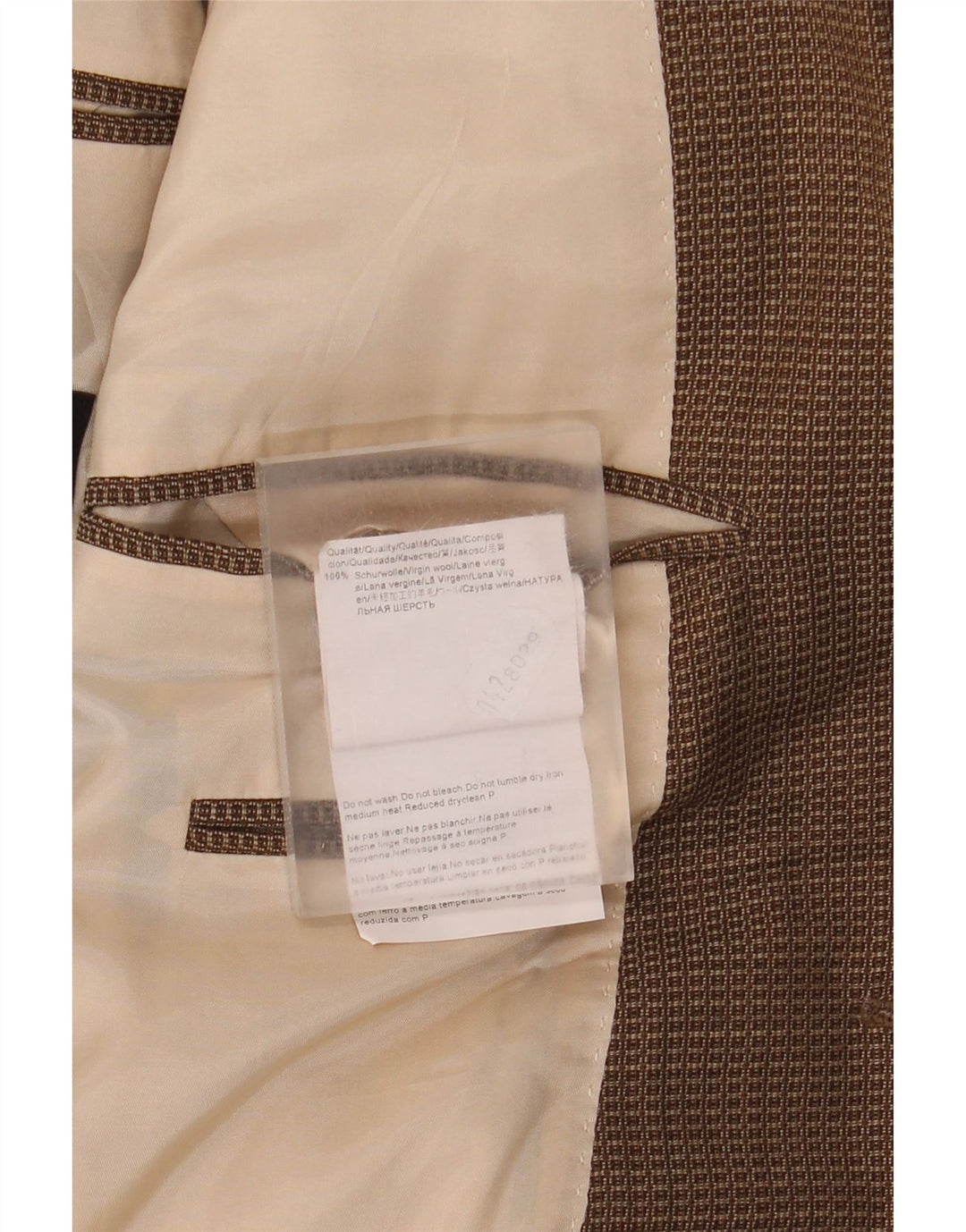 Giacca blazer da uomo a 2 bottoni Hugo Boss US 42 XL lana vergine a quadri marrone